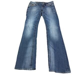 Womens Rock Revival CELINE Boot Cut Sequin Flap Pocket Jeans 29W 32L Excellent
